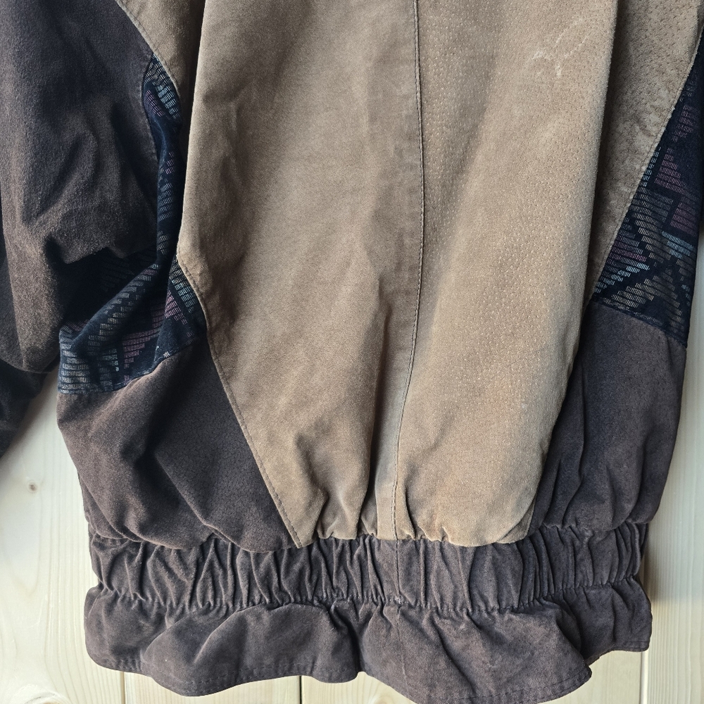 Vintage Hemingway Collection Suede Patchwork Bomber Jacket Womens Size 10 - Picture 10 of 13